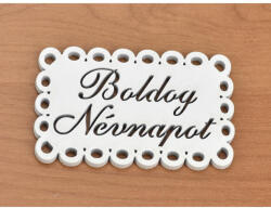 Fa - "Boldog Névnapot" csipkés tábla fehér - papelito