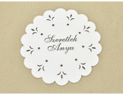  Díszes "Szeretlek Anyu" tábla koszorúra fehér 18cm - koszorúhoz és asztaldíszhez