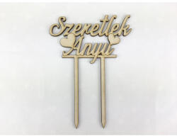  Natúr fa - Beszúrós "Szeretlek Anyu" felirat 13cm - papelito