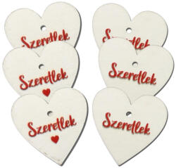  Nyomtatott fa tábla - Szeretlek szív 4cm 6db