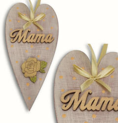  Anyák napi díszített szív "Mama" - Bézs - papelito