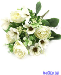 Boglárka + kis virágos selyem csokor 30cm - Fehér