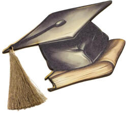  Nyomtatott fa tábla - Diplomaosztó kalap arany bojttal 11, 8cm - papelito