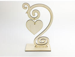  Natúr fa - Díszes szívtartó talpas 17cm - papelito
