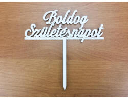 Fa - Beszúrós "Boldog Születésnapot" felirat fehér 12, 3cm - papelito