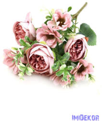 Boglárka + kis virágos selyem csokor 30cm - Fáradt Rózsaszín