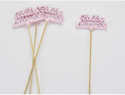 Fa beszúrós "Boldog névnapot" felirat pink 8x29cm 4db/csomag - papelito