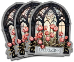  Nyomtatott dekorkarton - Emlékezünk tulipános ablak 3db/cs