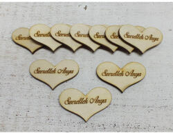  Natúr fa - "Szeretlek Anya" gravírozott szív 10db/csomag