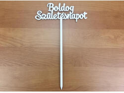  Fa - Beszúrós "Boldog születésnapot" felirat fehér 15cm - papelito