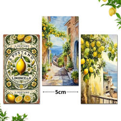 Nyomtatott dekorkarton - Mediterrán citromos táblák 3db/csomag