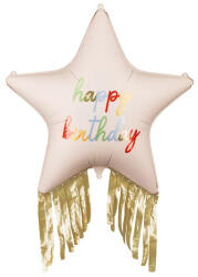 Partydeco Csillag fólia lufi 28" 72cm csillag, Happy Birthday (LUFI476383)