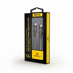  GEMBIRD Cablexpert Kábel USB 2.0 C - C, FLAT, töltő/adat 100W, M/M 1, 5M, szürke (CC-USB2B-CMCM100)