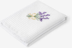 Goldea hímzett waffle konyharuha - levendula fehér alapon 50 x 70 cm