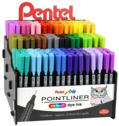 Pentel tűfilc SZÍNES Pointliner 0, 4 mm - 288 darabos töltött display / 24 szín (S40-24E)