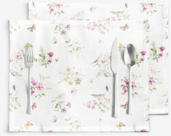 Goldea pamut reggeliző alátét - színes réti virágok fehér alapon - 2db 30 x 40 cm