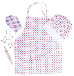 Bigjigs Toys BigJigs Set sortulet si accesorii alb cu buline Bucatarie copii