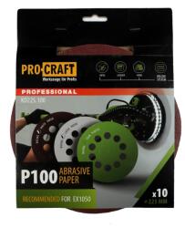PRO-CRAFT Disc abraziv pentru slefuitor cu excentric KD225.100 PROCRAFT (Set 10 buc) Diametru: 225 mm, Granulatie: P100 (16065)