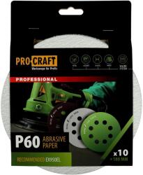 PRO-CRAFT Disc abraziv pentru slefuitor cu excentric KB180.60 PROCRAFT (Set 10 buc) Diametru: 180 mm, Granulatie: P60 (16049)