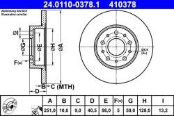 ATE Disc frana spate Fiat Tipo, 500l ATE 24.0110-0378.1 (24.0110-0378.1)