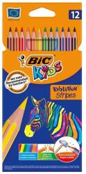 BIC Színes ceruza BIC Kids Evolution hatszögletű hajlékony csíkos környezetbarát 12 db/készlet