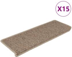 vidaXL 15 db szizál hatású homokszínű öntapadó lépcsőszőnyeg 65x21x4cm 326891 (326891)