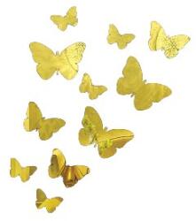 Original Deals 100 db pillangó alakú öntapadó akril tükör készlet, 40x4 cm és 60x3 cm, Prémium, Arany, ORIGINAL DEALS (23AGL1206)