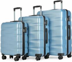 BONTOUR Wave 3 db-os Duplakerekes Bőrönd Szett, TSA zárral, jégkék (120540-IceBlue)