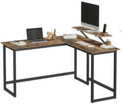 VASAGLE ALINRU L-alakú Íróasztal Monitortartóval Rusztikus Barna