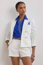 Lauren Ralph Lauren pamut blézer fehér, sima, kétsoros gombolású, 200957205 - fehér 40