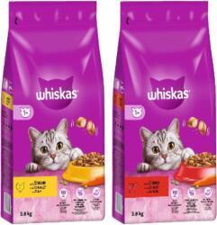 Whiskas WHISKAS Adult 3, 8 kg - száraz teljes értékű eledel felnőtt macskáknak, ízletes marhahússal + WHISKAS Adult 3, 8 kg - száraz eledel felnőtt macskáknak, ízletes csirkehússal