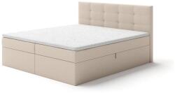 Meble Polskie Kárpitozott ágy matracokkal és topperrel, ágyneműtartóval EMBER 180x200 cm bézs 04KTCLU574P180V1S1SO21 (MF0010)