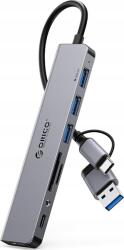 ORICO USB+Type-C HUB 8in2 (elosztó, 4 USB+Type-C+3.5mm jack+2 TF/SD kártya aljzat, 30cm) SÖTÉTSZÜRKE (YSA8-U3) (6942227138293) (6942227138293)