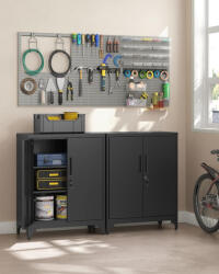 SONGMICS Többcélú Acél Tárolószekrény Zárható Polcokkal Fekete (EUZ-OMC013B01) - platinashop