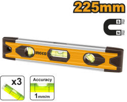 INGCO Mini vízmérték 225 mm 3 libella mágneses (HMSL01030)