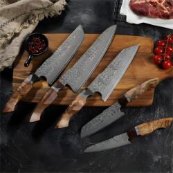 HARAHU YU-37468 damaszk konyhakés készlet - Barna KP37468