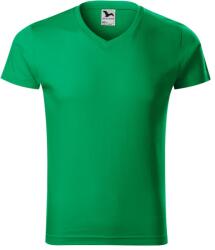 MALFINI Férfi póló Slim Fit V-neck - Középzöld | XL (1461616)