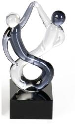  Táncoló Rumba páros üveg szobor, áttetszős és füst színben 11cm