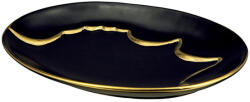  Exkluzív arany felületekkel díszített fekete színű, arany szélű kerámia tál 17x25cm Creolo