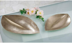  „Nostro nagy méretű antik hatású pezsgő színű levél formájú kínáló tál alumíniumból - 48cm