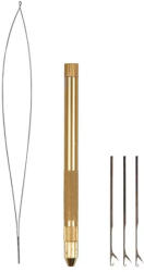 HairExtensionShop Behúzú Hurok és Tű Mikrogyűrűs és Hüvelyes Hajhosszabbításhoz Alumínium Arany Színben 1 Hurok és 3 Tű