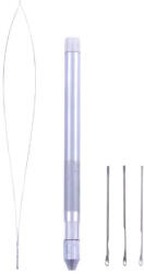 HairExtensionShop Behúzú Hurok és Tű Mikrogyűrűs és Hüvelyes Hajhosszabbításhoz Alumínium Ezüst Színben 1 Hurok és 3 Tű