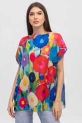 Shopika Summer Bluza de vara tip poncho din matase cu imprimeu flori picturale Talie unica