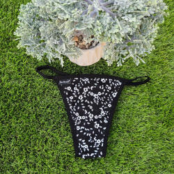  Barones állítható pántos tanga „fekete+fehér virág 96596