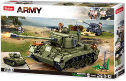 Sluban Army WWII - 2 az 1-ben M26 Pershing közepes harckocsi építőjáték készlet (M38-B0860)