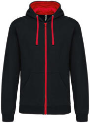 Kariban KA466 KONTRASZTOS KAPUCNIS VÉGIG CIPZÁRAS PULÓVER (ka466bl/re-s)