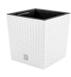Prosperplast Ghiveci de flori, Prosperplast, Rato Low, patrat, 32 L, imitatie ratan, alb, 32x32x32.5 cm (DRTS325L-S449)