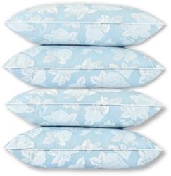 Freeteks Home Set 4 Perne Puf Gasca 70x70 cm , Umplutura Naturala | Husa Bumbac 100% | Confort Premium pentru Somn Odihnitor - Albastru cu Trandafiri Argintii