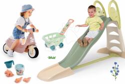 Smoby Set tobogan Toboggan XL Smoby cu apă cu lungime de 230 cm şi babytaxiu Scooter cu roţi din cauciuc şi cărucior (SM820304-20A)