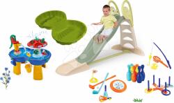 Smoby Set tobogan cu dublu val și nisipar scoică Toboggan XL Life Smoby lungimea suprafeței de alunecare și măsuță de apă cu jocuri sportive (SM820304-26)
